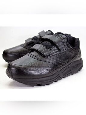 Brooks Addiction Walker V-Strap Womens US 8 Wide Black Leather Shoes 1200331D001